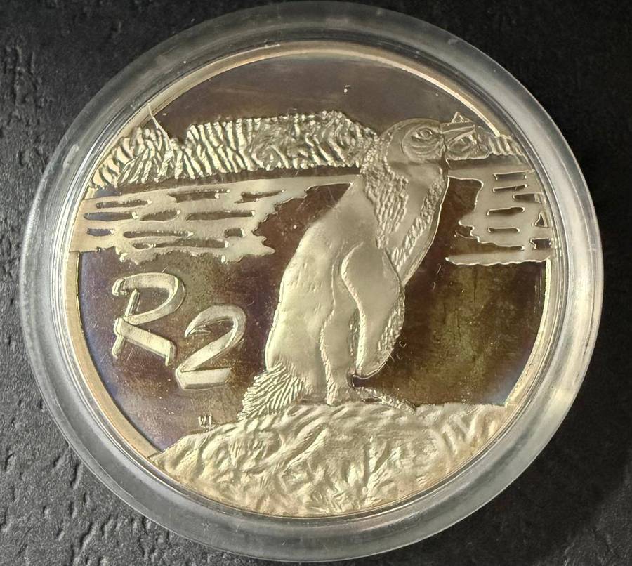 SILVER 1 OUNCE - Silver Proof R2 - Jackass Penguin - Mintage 2053