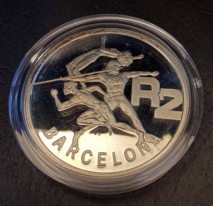 SILVER 1 OUNCE - Silver Proof R2 Barcelona Olympics - Mintage 14853