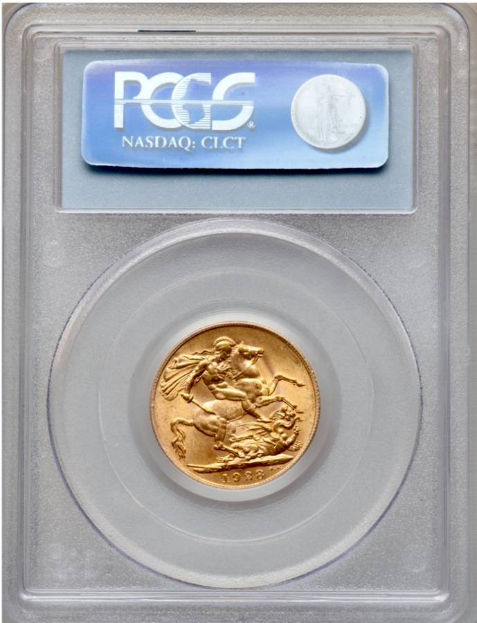 S. Africa: 1928 KGV Gold Pound/Sovereign PCGS Certified MS66 Ex Caranett Collection