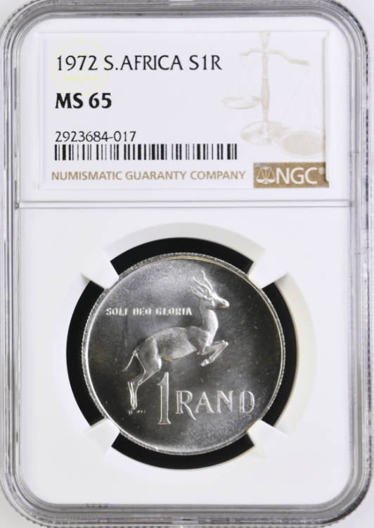 S. Africa: 1972 Silver R1 NGC Certified MS65