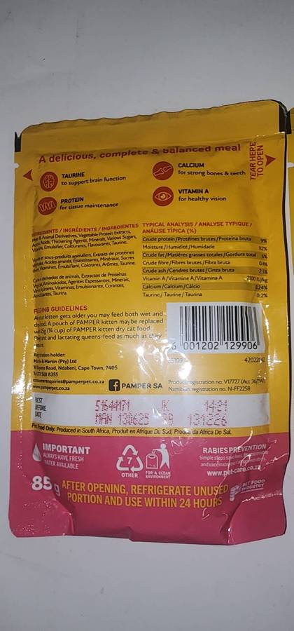 Pamper Wet Cat Food Sachets (1 bid for 20 sachets)