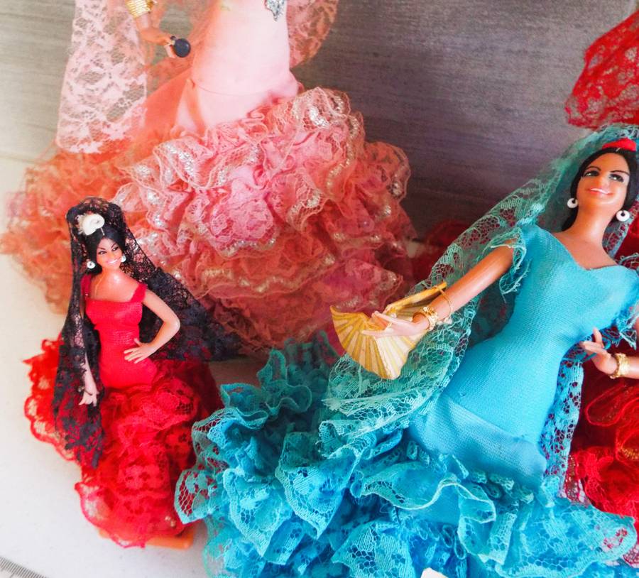 4 vintage Spanish MARIN CHICLANA Flamenco Dancer dolls as 1 lot