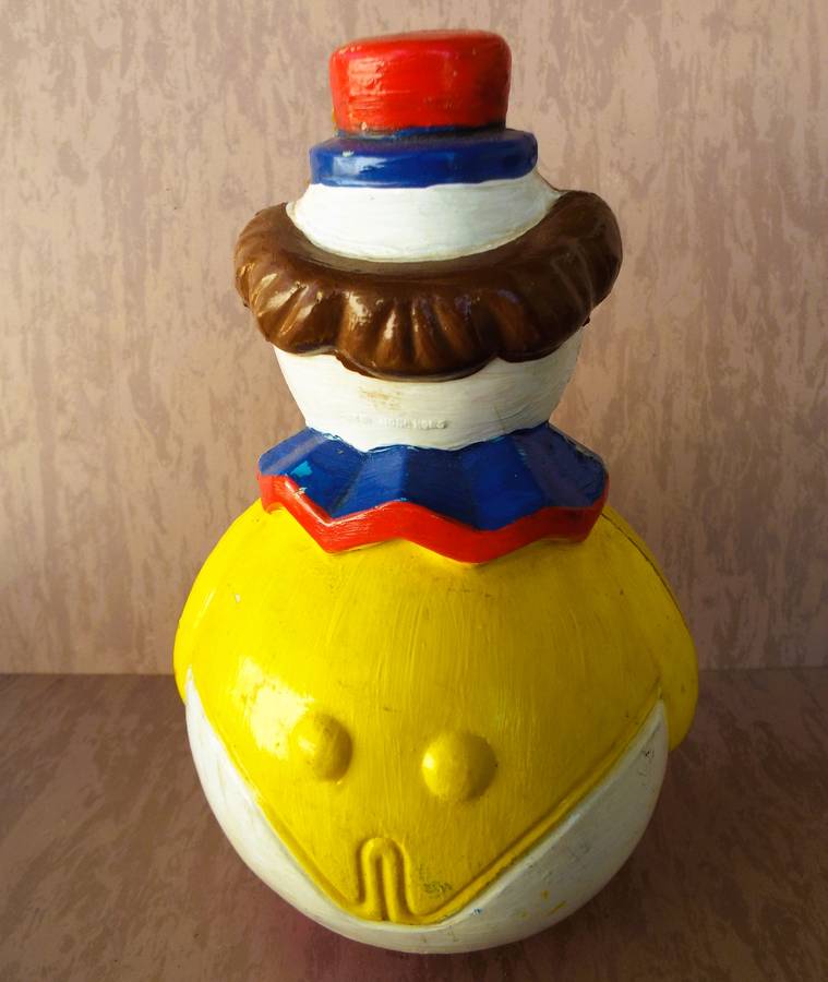 RARE Vintage Roly Poly Chime Ball Clown Toy