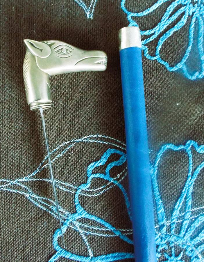 very rare VINTAGE WALKING STICK WITH HIDDEN KNIFE , BRASS HEAD