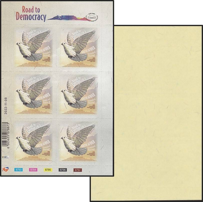 2022 RSA Road to Democracy Both Issued Sheetlets (Scarce Yellow Back) with Stamp Show Cover