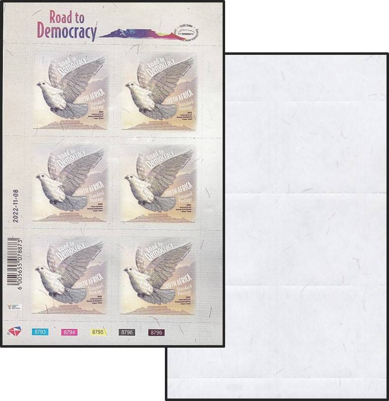 2022 RSA Road to Democracy Both Issued Sheetlets (Scarce Yellow Back) with Stamp Show Cover