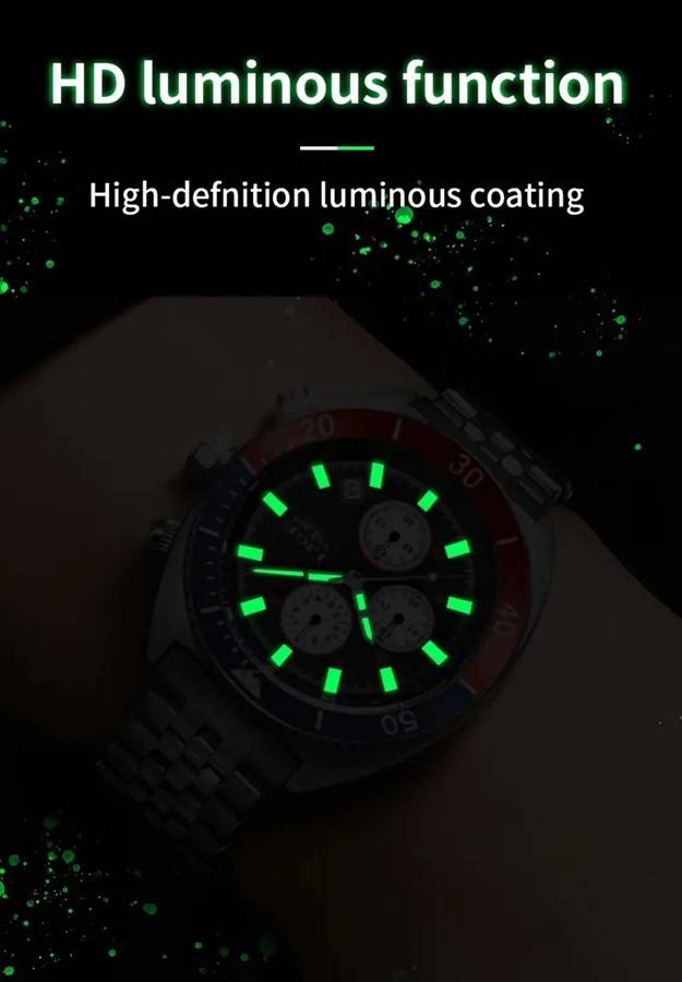 LIGE "Pepsi" Styled Quartz Chronograph Multifunction Men's Watch