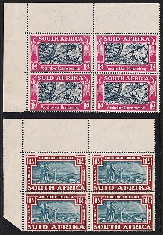 1938 Union Voortrekker Issues UMM(**) Corner Blocks - Nice Positional Blocks