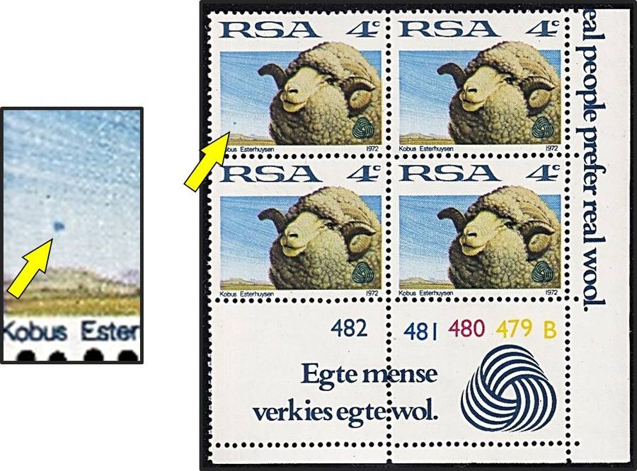 1972 RSA 4c UMM(**) Merino Control SAHB Variety - Blue Spot in Sky