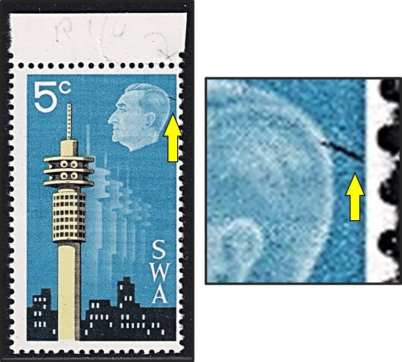 1971 SWA 5c CC.242 UMM(**) Variety - Black Line behind Head