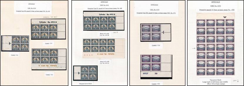 1950/4 Union 1½d & 2d Officials MM/UMM with Varieties Described - Great Positional Blocks!