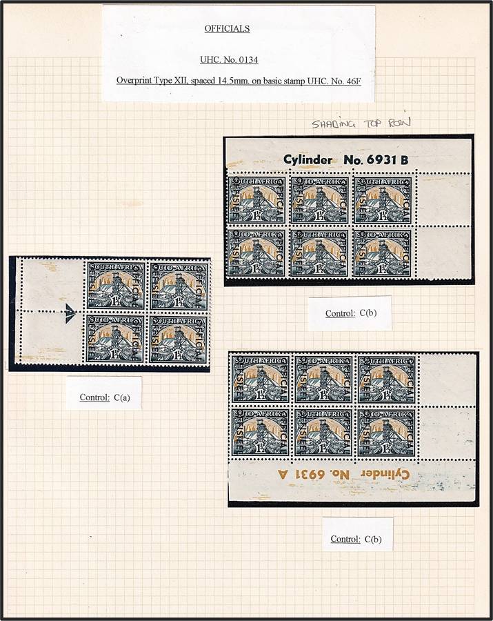 1950/4 Union 1½d & 2d Officials MM/UMM with Varieties Described - Great Positional Blocks!