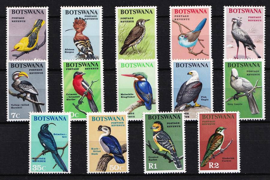 1967 Botswana Birds UMM(**) Set of 14 (15c is MM*) - Great Thematic Set @ CV  R1,700+