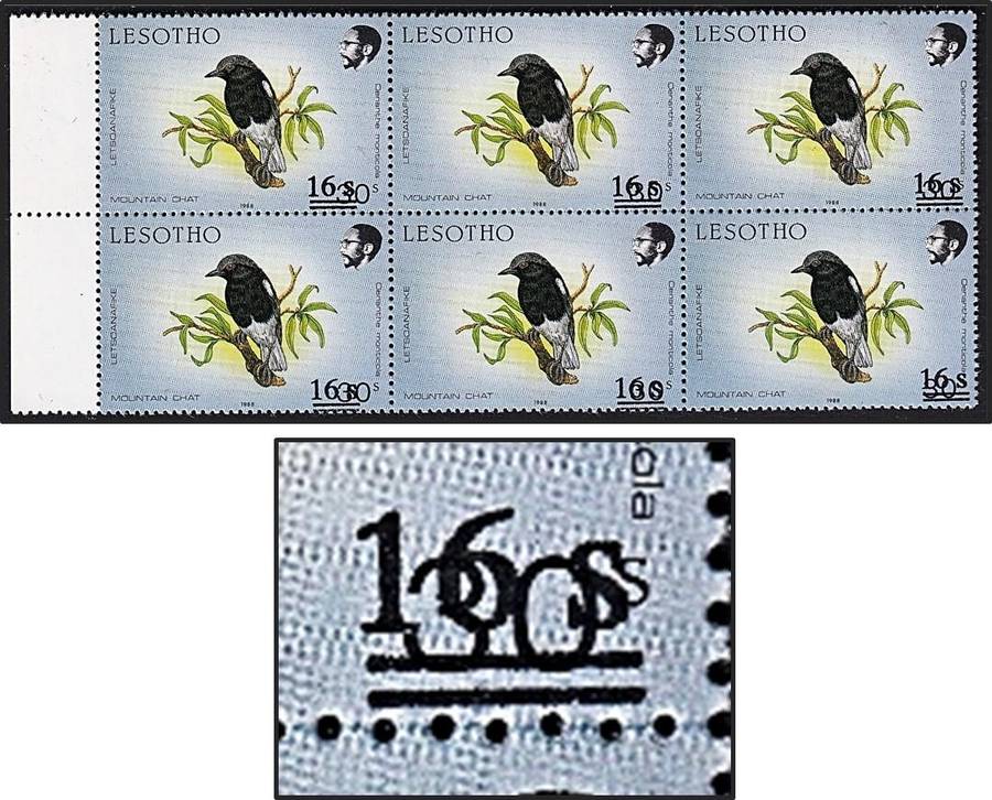 1988 Lesotho 16s on 30s UMM(**) - Surcharge Value Moved ontop of Value - RARE!
