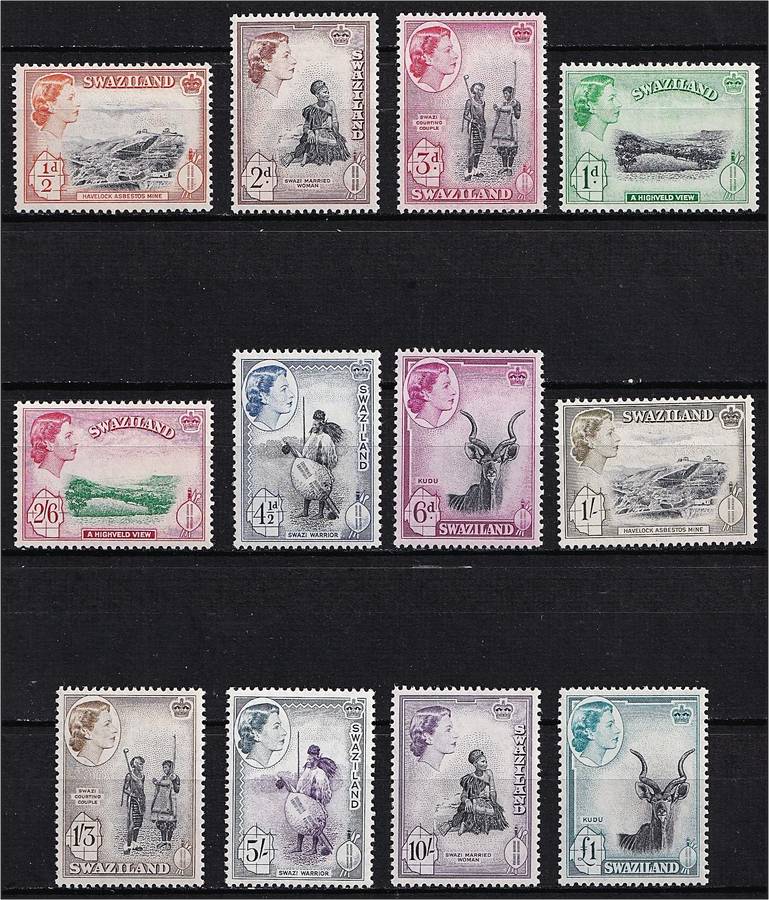 1956 Swaziland QEII MM(*) Set CC.52/63  @ CV  R2,929