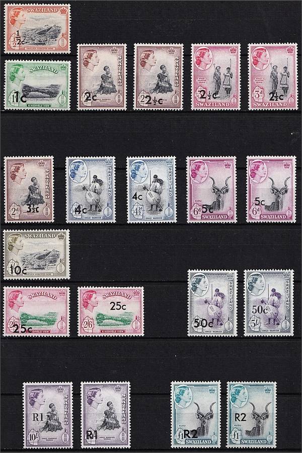 1961 Swaziland  UMM(**) Set & Most Var/Types (50c/R1 TypeIII Excluded) @ CV  R3,570