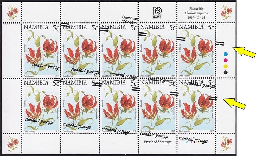 2002 Namibia SACC.413 UMM(**) Major Surcharge Shift, Skewing & Offset on Back - RARE