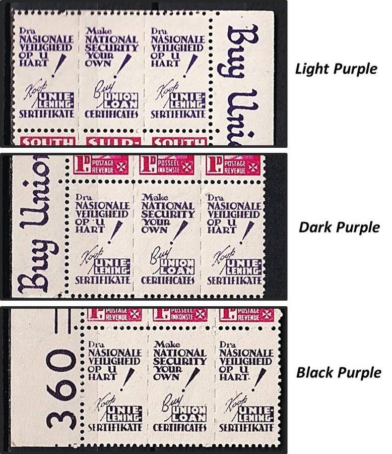 1943 Union 1d Nurse UMM(**) Blocks - 3 x Distinct Different Coloured Slogans