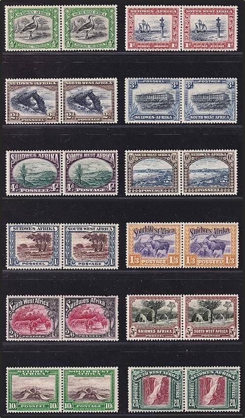 1931 SWA 1st Pictorial Set of 12  MM(*) Pairs  @ CV  R6,530