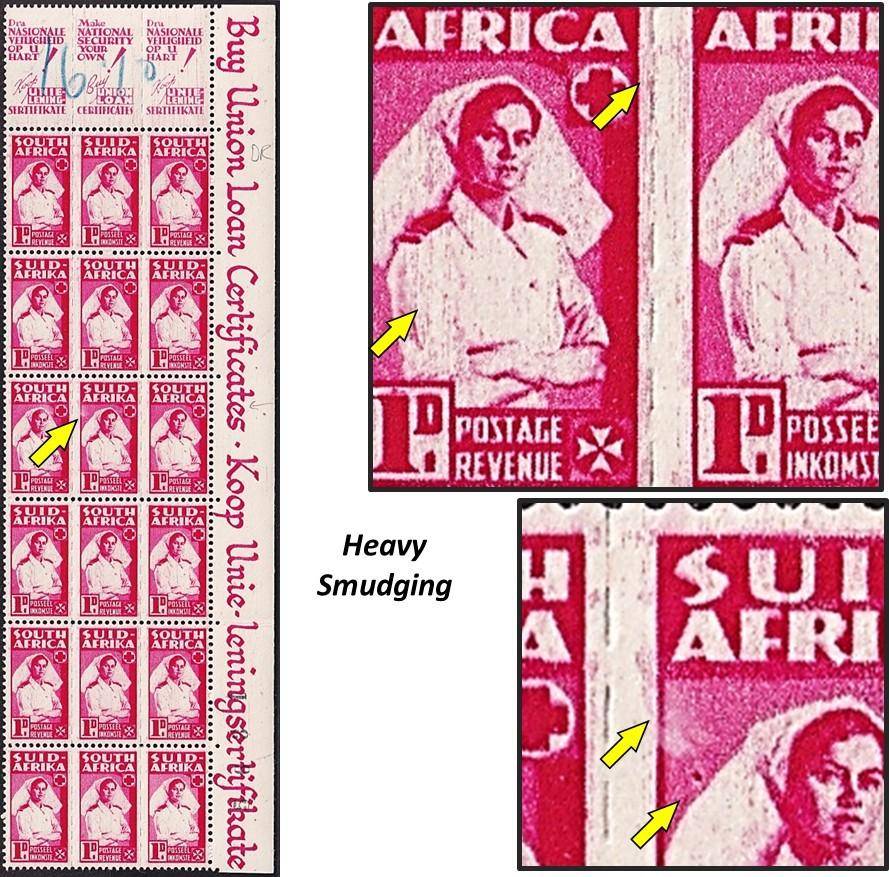 1943 Union 1d Nurse UMM(**) Block Variety -  Printing Smudged, Spots etc.. Nice Item!