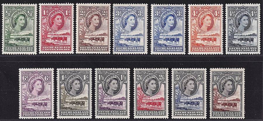 1955 Bechuanaland QEII Full MM(*) Set(CC.138/149)& CC.141a  @ CV  (R3,102)