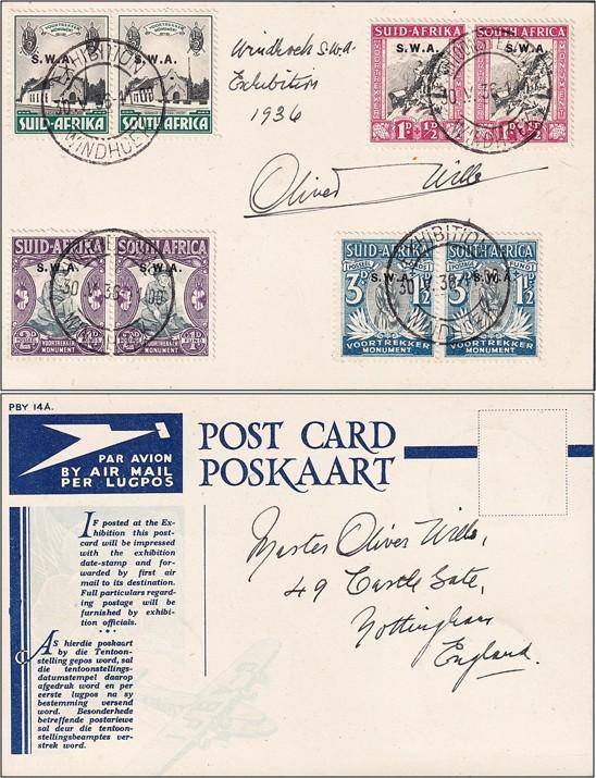 1936 SWA Exhibition Airmail Post Card - Beautiful Item