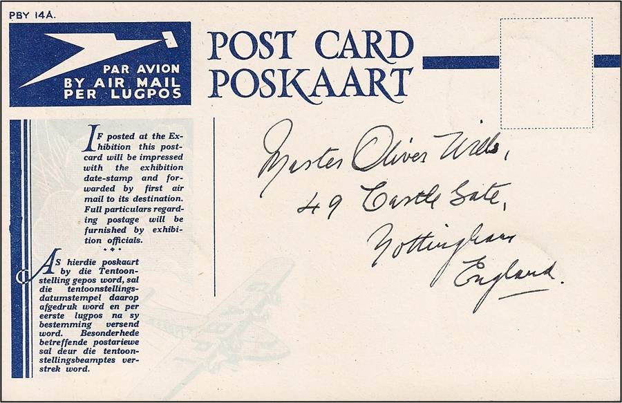 1936 SWA Exhibition Airmail Post Card - Beautiful Item