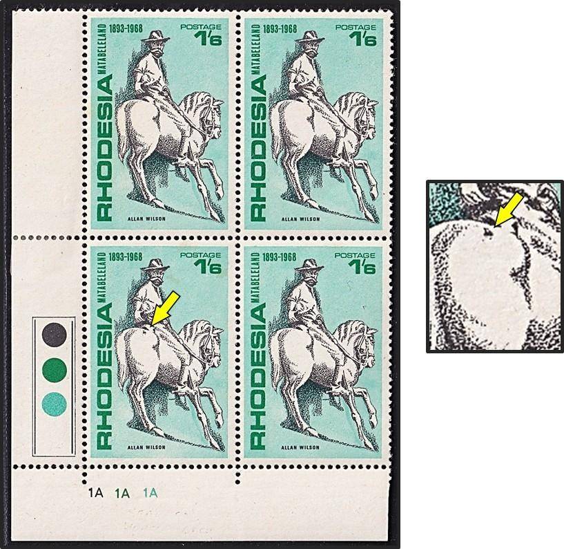 1968 Rhodesia CC.186a UMM(**) Control - Listed Var - Spot on Horses Back