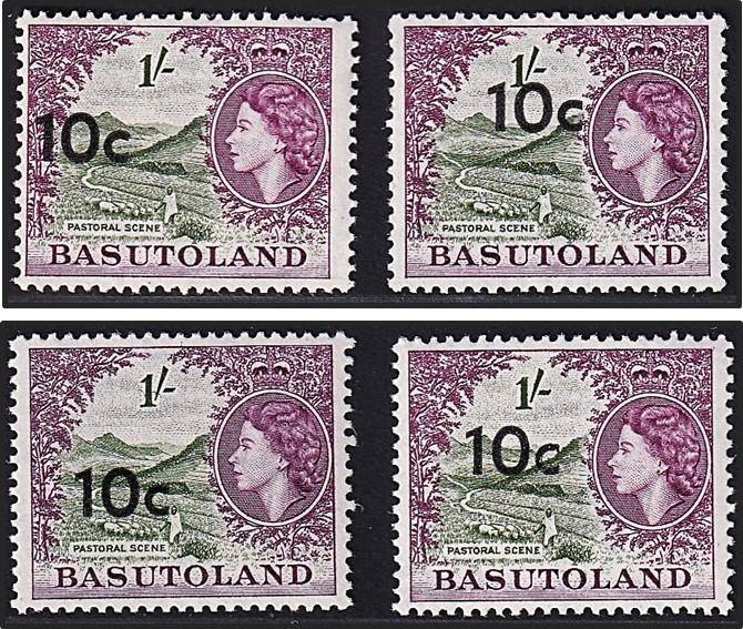 1961 Basutoland 10c UMM(**) Surcharged, CC.64 with Surcharge in Different Positions