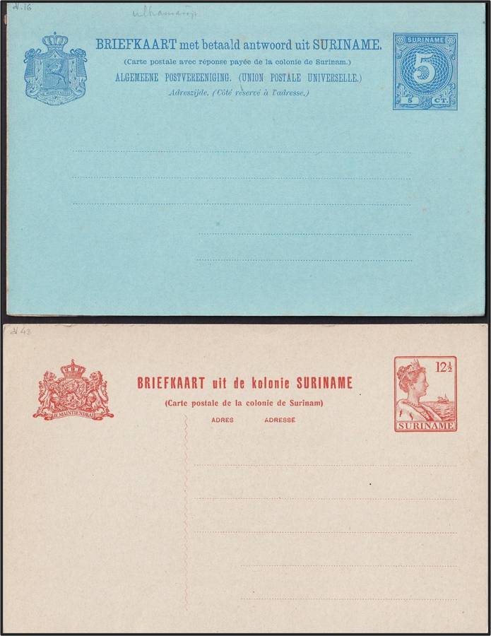 8 x Early Suriname Unused Postcards - Great Lot!