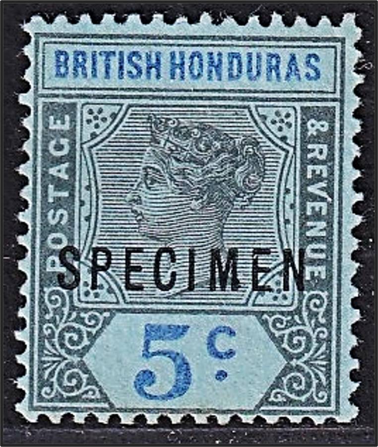 1900 British Hoduras 5c Queen Victoria SG.55 MM(*) - Overprinted SPECIMEN