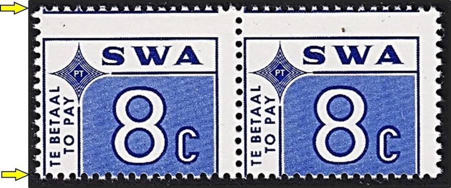 1972 SWA 8c Postage Due UMM(**) - Perforation Shift Through the Stamp Design - RARE