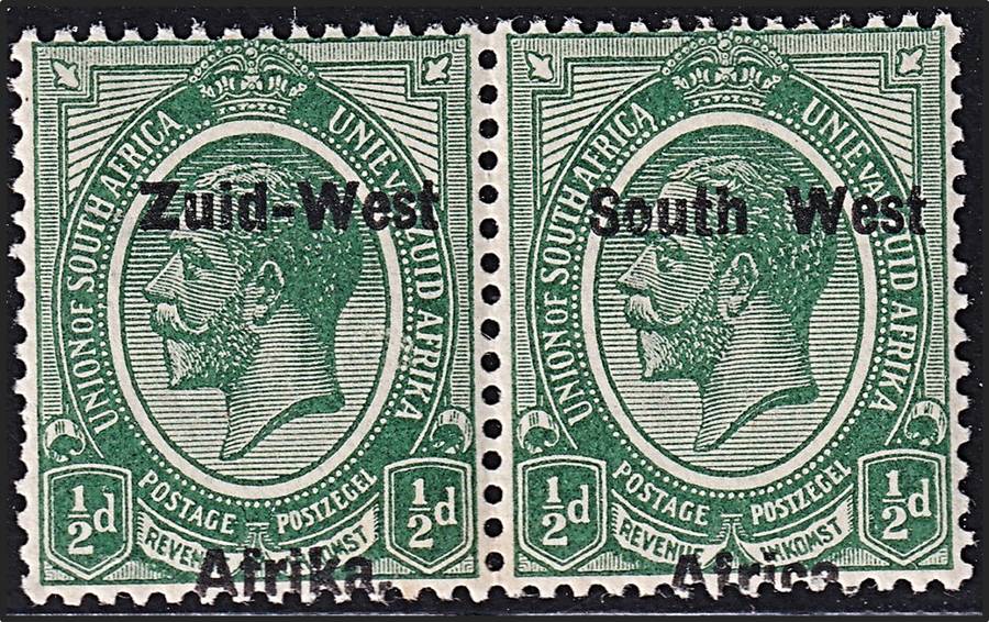 1923 SWA ½d UMM(**) Pair CC.1 Variety - Overprint Shifted Down, Right Overprint Lower - Scarce