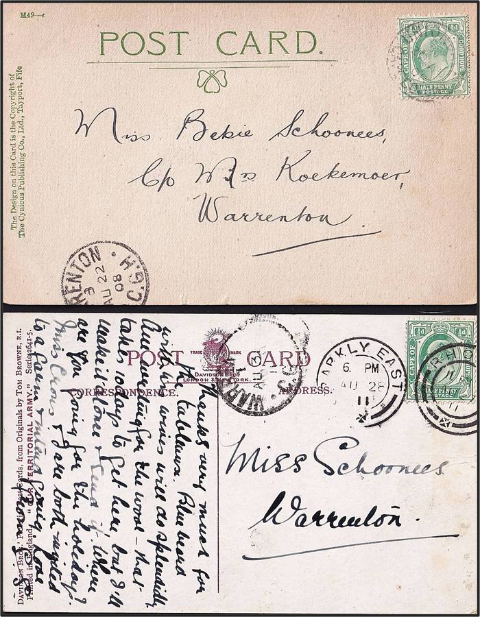 1904-1911 CoGH KEVII Issues on PCs x 12 - Great Postmark Lot!