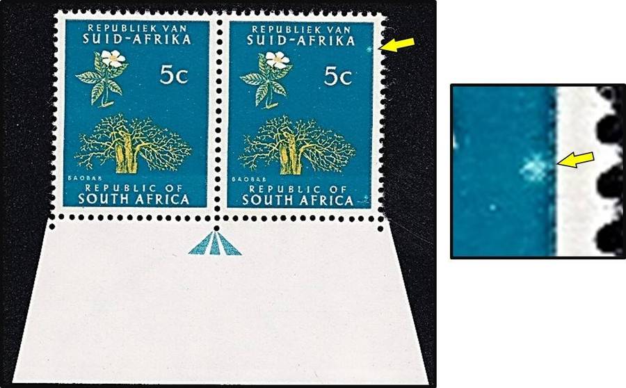 1968 RSA CC.267 UMM(**) Arrow Pair Variety - White Blob near Right Margin