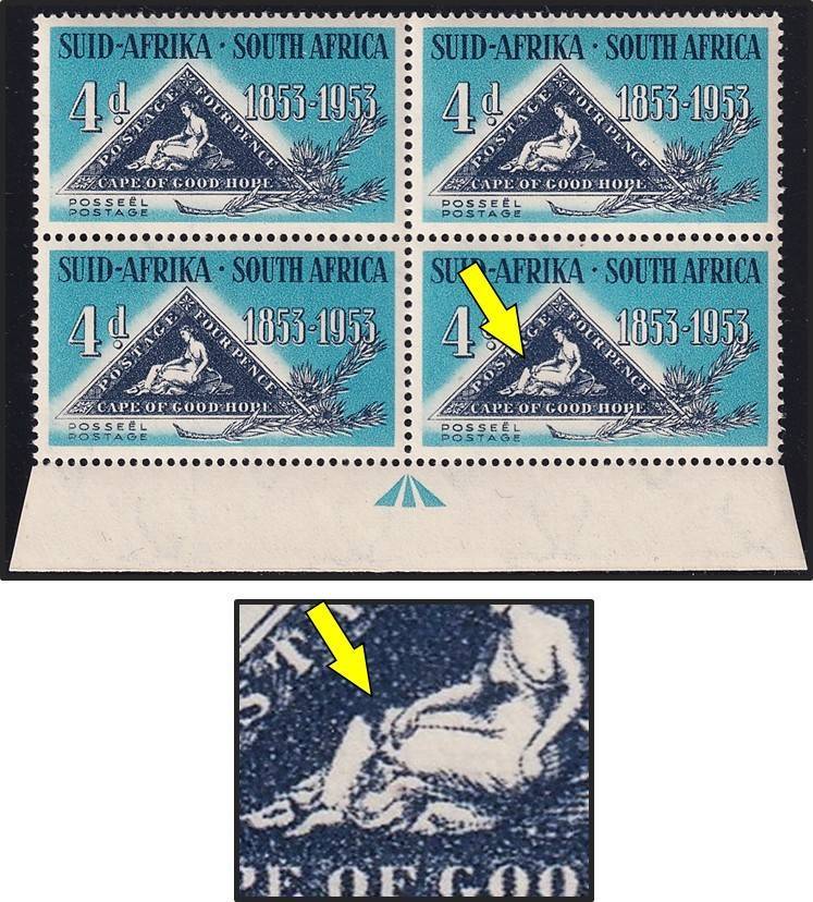 1953 Union 4d UMM(**) Arrow Block with Listed "Broken Knee" Flaw