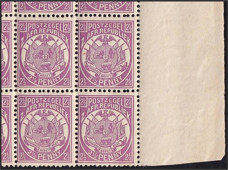 1885 ZAR 2½d SACC.182 UMM(**) Pane(split perfs), Exhibit Item  @ CV  R8,400+