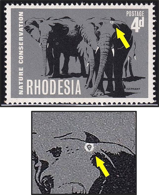 1967 Rhodesia 4d UMM(**) Variety - White Circle on Elephant's Head