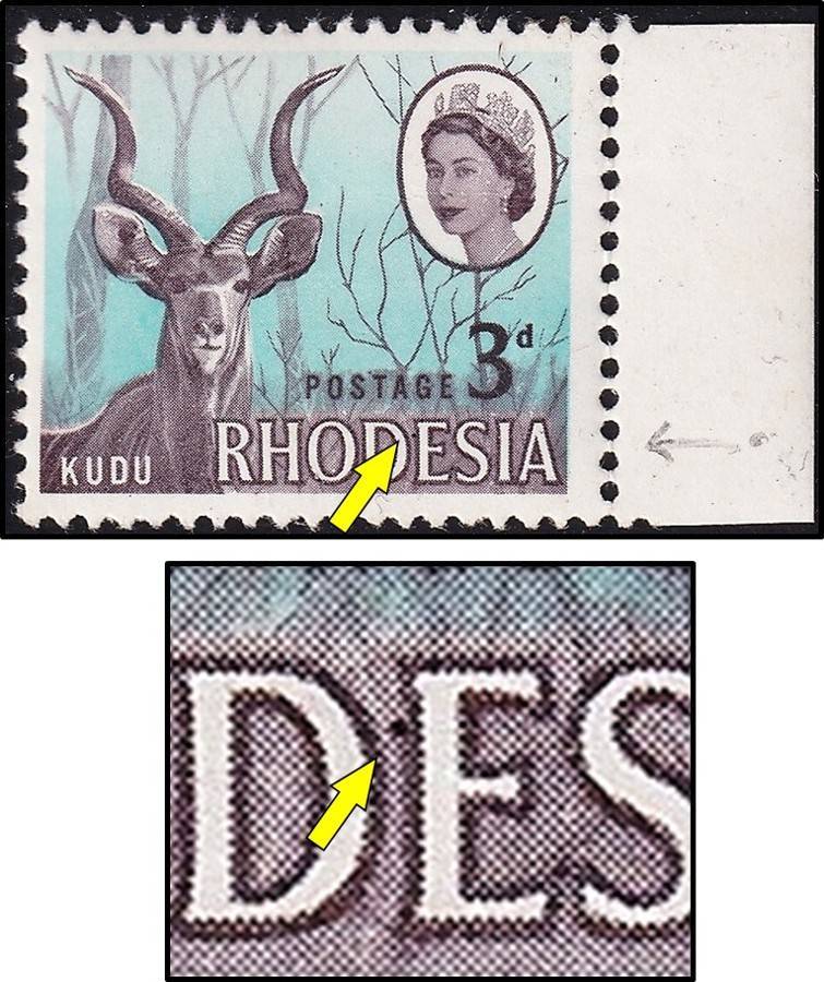 1966 Rhodesia 3d MM(*) Variety - Pimple on "E"