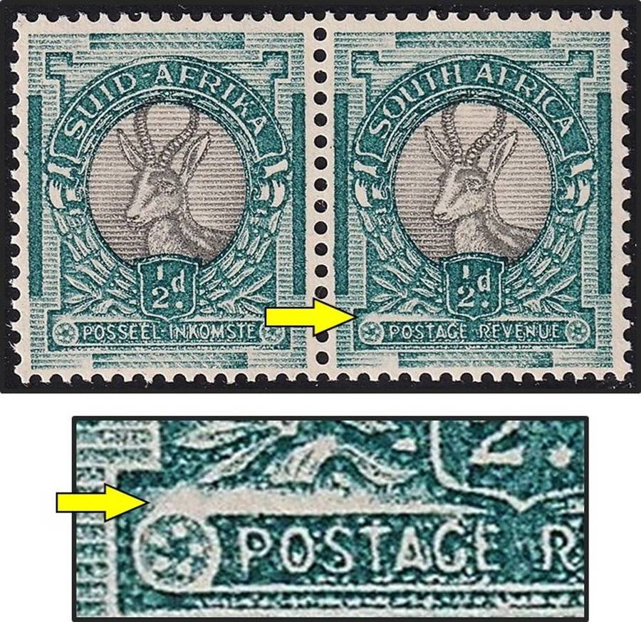 1936 Union ½d UMM(**) Variety - Smudged Bar over POSTAGE - Scarce!