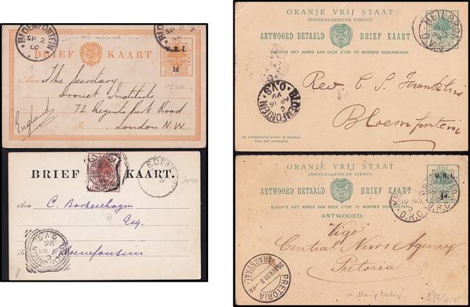 1897-1900 ORC  PCs - Edendale, Heilbron, Kroonstad & BFN Cancels - Great Lot!