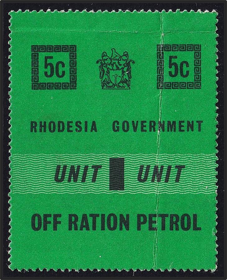 Rhodesia Government 5c OFF Ration Petrol "1 Unit"