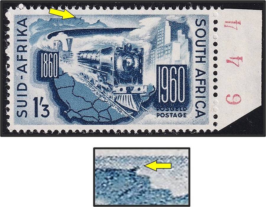 1960 Union 1/3 UMM(**) UHB Var.1 - Blue Mark on Mountain/Extra Peak - Scarce!