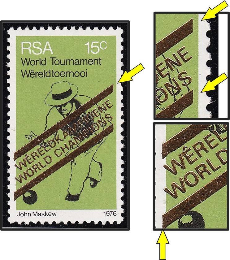 1976 RSA 15c Bowls Champs UMM(**) Var - Prominent Gold Shift to the Left