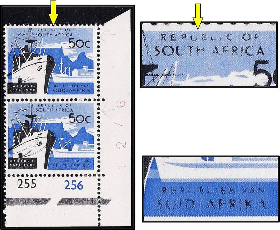 1968 RSA 50c UMM(**) Corner Variety - Missing Lettering/Faint Lettering