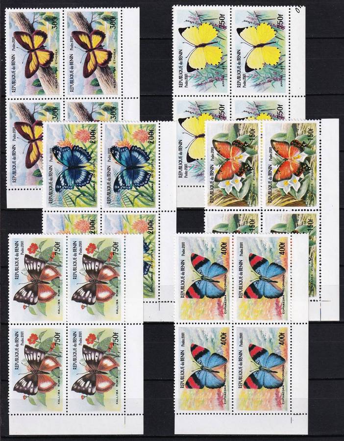 Butterfly Sets in UMM(**) Blocks (Guine Bissau & Benin)  - Great Thematic!