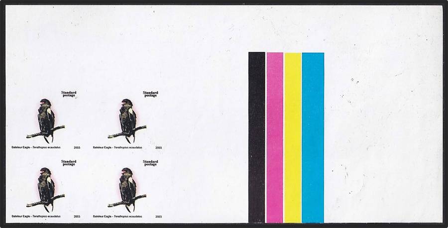 2003 Zimbabwe Eagle Std Postage UMM(**) IMPERF Block with Missing Gold - Great Item!