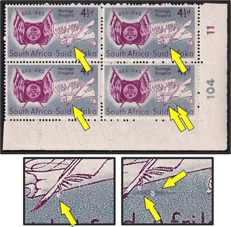 1954 Union UMM(**) Control Variety - Extra Feathers on Pen & White Blob/Grey Slash