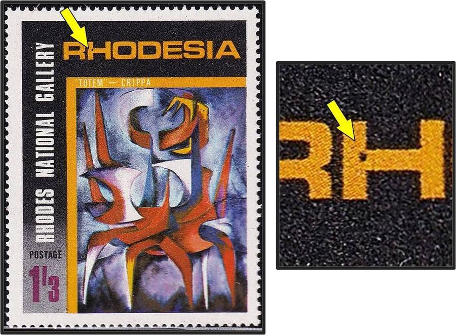 1967 Rhodesia 1/3 UMM(**) Variety - Black Spot in "H" of RHODESIA - Scarce!
