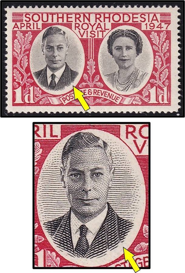 1947 S.Rhodesia 1d UMM(**) Variety - Large Vignette Shift to Top Left